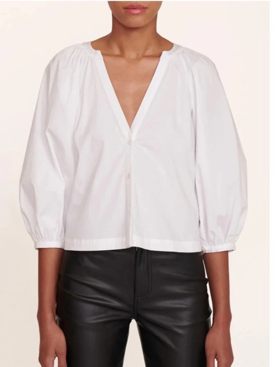STAUD Tops - Staud Dill Blouse Stretch Cotton Poplin Button Front White Size XS
